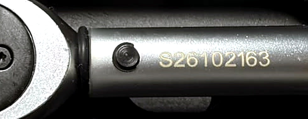 Laser-engraved serial number on Dynaweld click torque wrench
